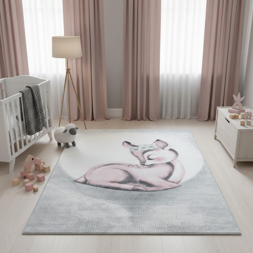 Thumbnail - Kadima Design Teppich, Rosa, Textil, Tiere, Rechteckig, 140x200 cm, pflegeleicht, Teppiche & Böden, Teppiche, Teppich Ki...