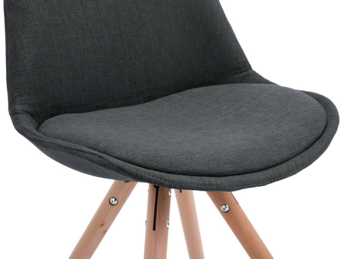 STUHL 4er Set Stoff dunkelgrau - Eukalyptusholzfarben/Dunkelgrau, Holz/Textil (48/84/56cm) - CLP