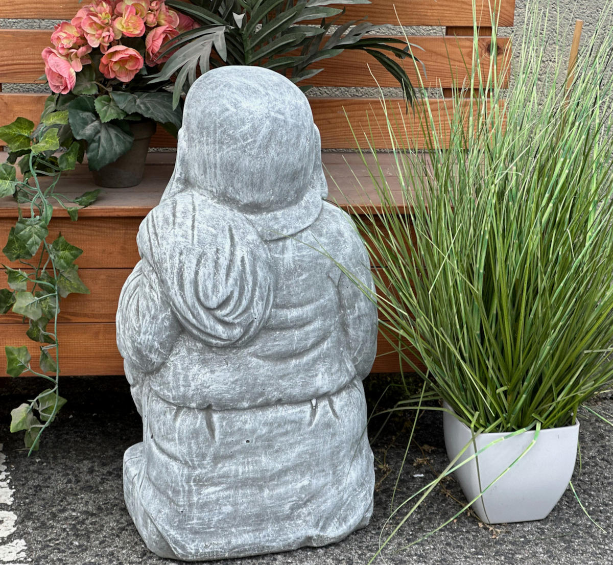 STEINFIGUR Buddha stehend XL - Grau, Stein (20/50/26cm) - stoneandstyle
