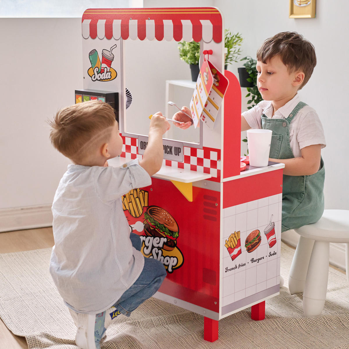 BURGERLADEN Spielset Flip & Fry, Rot, 96cm - Rot, Holzwerkstoff (40/96/59cm) - Teamson Kids