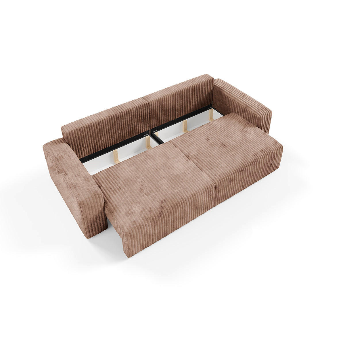 SOFA Angela 3 Sitzplätze Hellbraun - Braun, Holz (252/86/105cm) - Petits-meubles