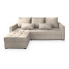 ECKSOFA KOS PIK M Creme Velours-Stoff mit Schlaffunktion - Creme, Holz (220/140cm) - MASSENO