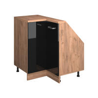 DACHSCHRÄGENSCHRANK ECKSCHRANK Rion Schwarz Hochglanz/Goldkraft Eiche 75.6 x 81.6 cm mit 1 Tür - Honigeiche/Schwarz Hochglanz, Holzwerkstoff (75.6/81.6/75.6cm) - Vicco