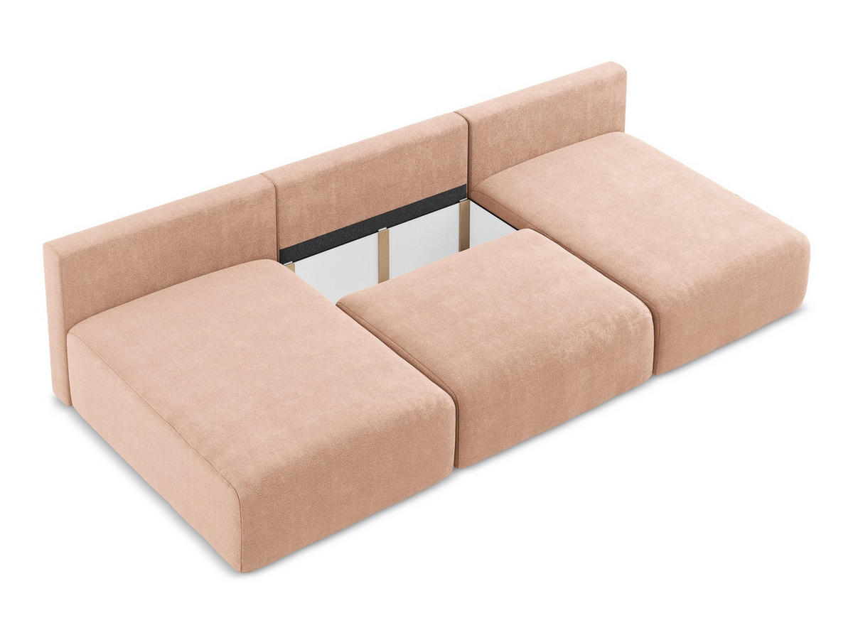 WOHNLANDSCHAFT Chenille Stoff Pink - Pink/Koralle, Kunststoff/Textil (304/79/149cm) - Makamii