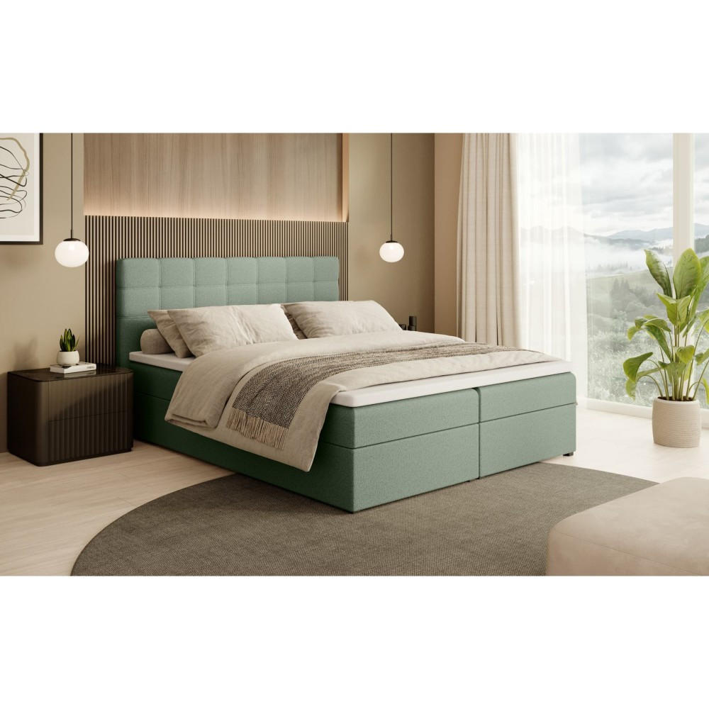 POLSTERBETT Topiq I 164/203/103 grün, Bouclé-Stoff - Grün, Holzwerkstoff (160/200cm) - Beautysofa