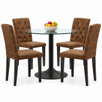 TISCH- UND STUHLSET 4er-Set Glas 85 cm Braun/Schwarz - Braun, Metall (85/76/85cm) - Meubliv