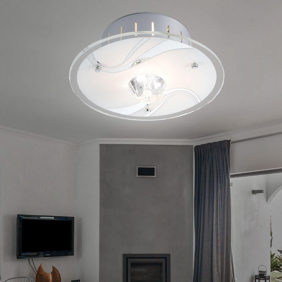 DECKENLEUCHTE Spiegelglas Weiß 2er Set - Weiß, Glas (18/18/11cm)