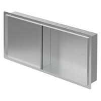SPRCHOVÝ KOUT z leštěné nerezové oceli s obkladovými dveřmi, stříbrný, 25,5/25,5 cm - stříbrná, kov (60/10/30cm) - LuxeBath