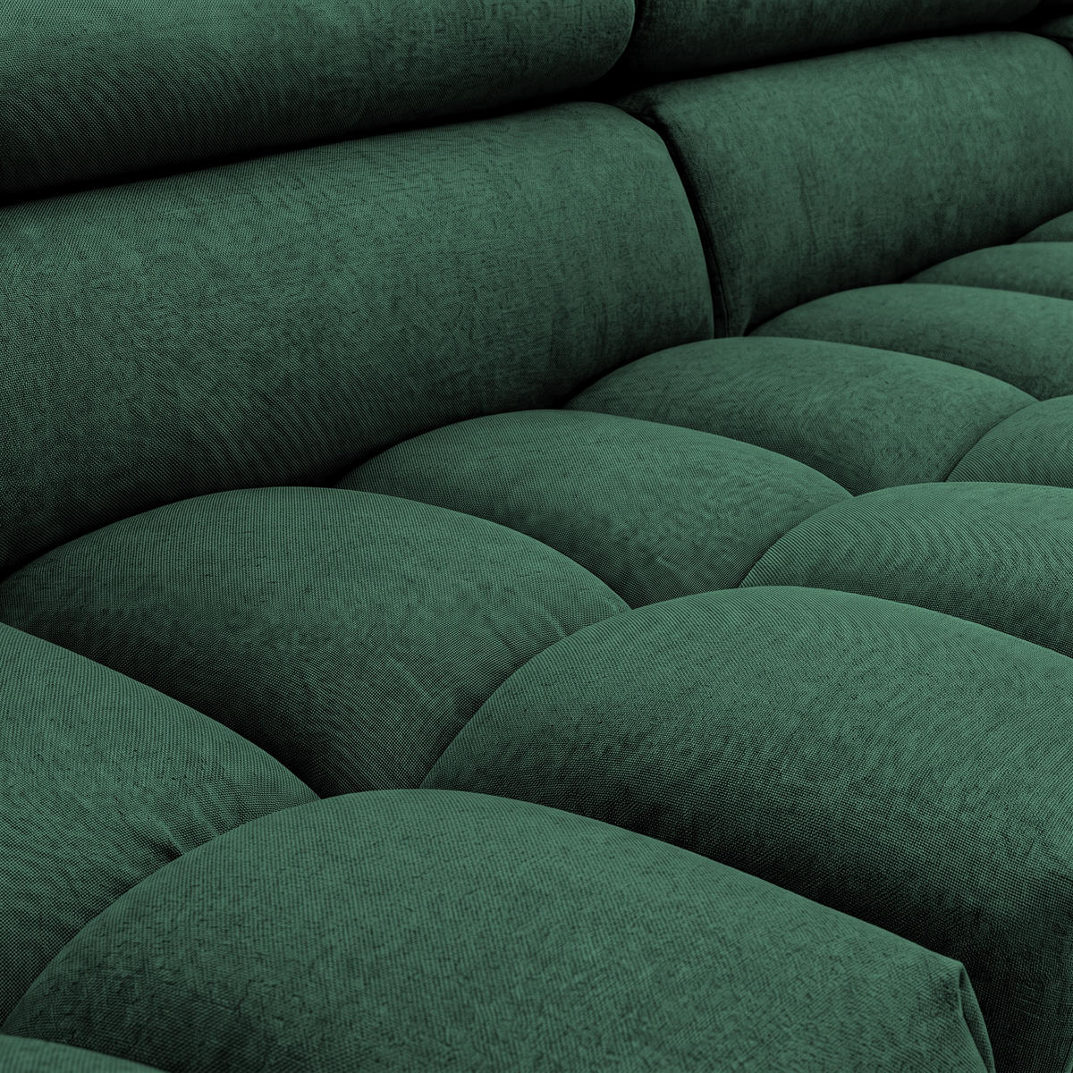 ECKSOFA PUDDING MAXI L Rechts mit Schlaffunktion 125x195 Velours Grün - Schwarz/Grün, Holz/Textil (350/203cm) - Muffo