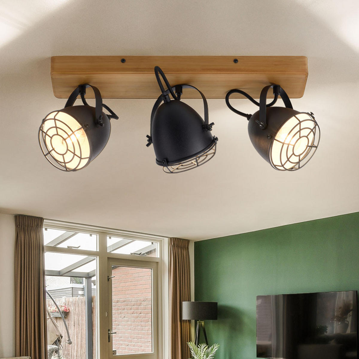 LED DECKENLEUCHTE Metall Holzoptik Braun - Braun, Holz (46/17/20cm)