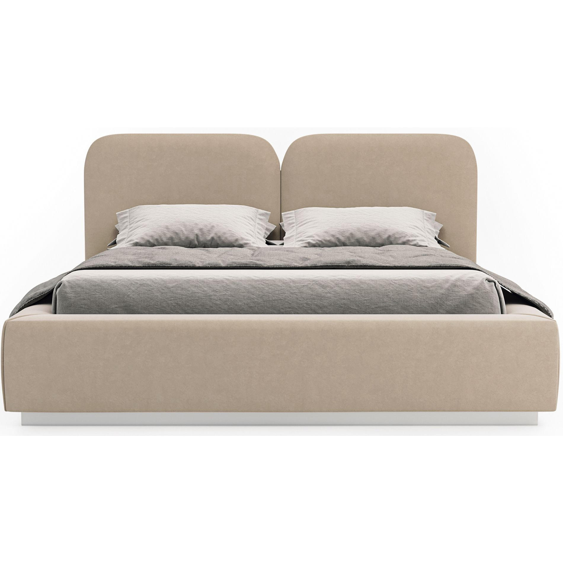 POLSTERBETT Comoves 160x200 Hellbeige mit Veloursbezug und LED - Ecru, Textil (160/200cm) - Selsey