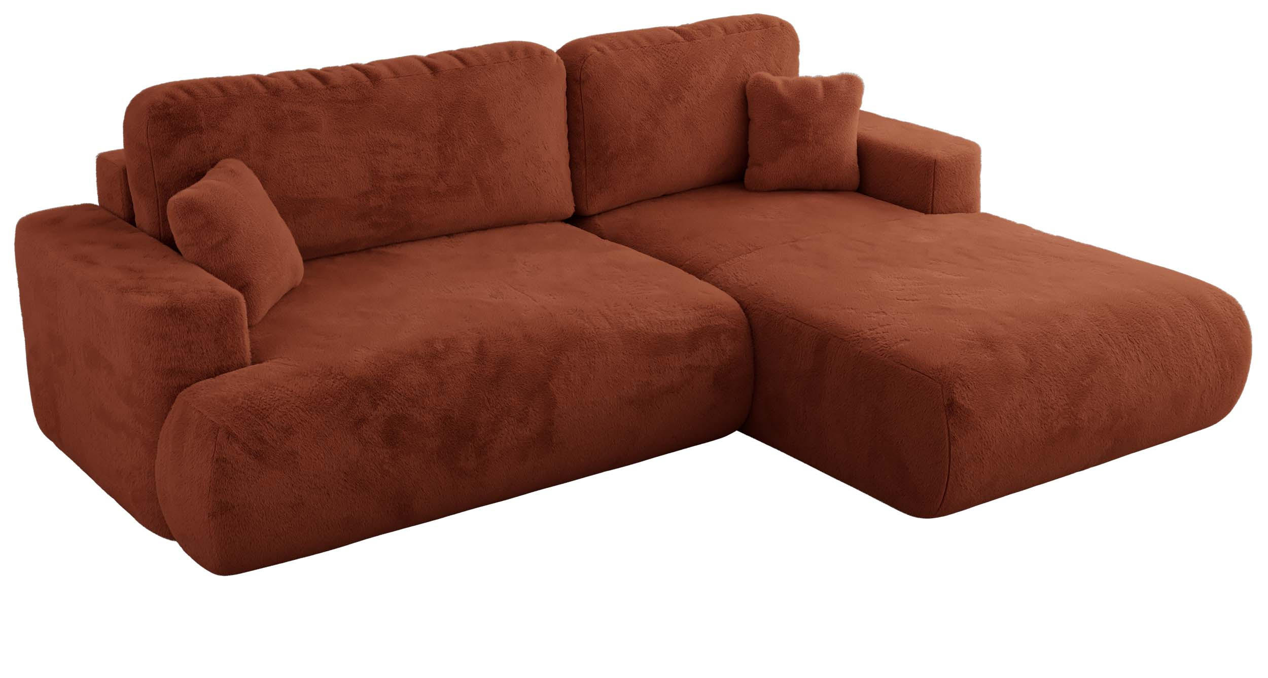 ECKSOFA OVO L Orange Plüsch - Rechts Seite - Schwarz/Orange, Kunststoff/Textil (195/271cm) - MKS