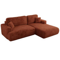 ECKSOFA OVO L Orange Plüsch - Rechts Seite - Schwarz/Orange, Kunststoff/Textil (195/271cm) - MKS