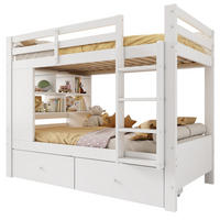 ETAGENBETT 90/200 cm in Weiß mit Schubladen und Regal - Weiß, Holz/Holzwerkstoff (90/200cm) - CHICFURN