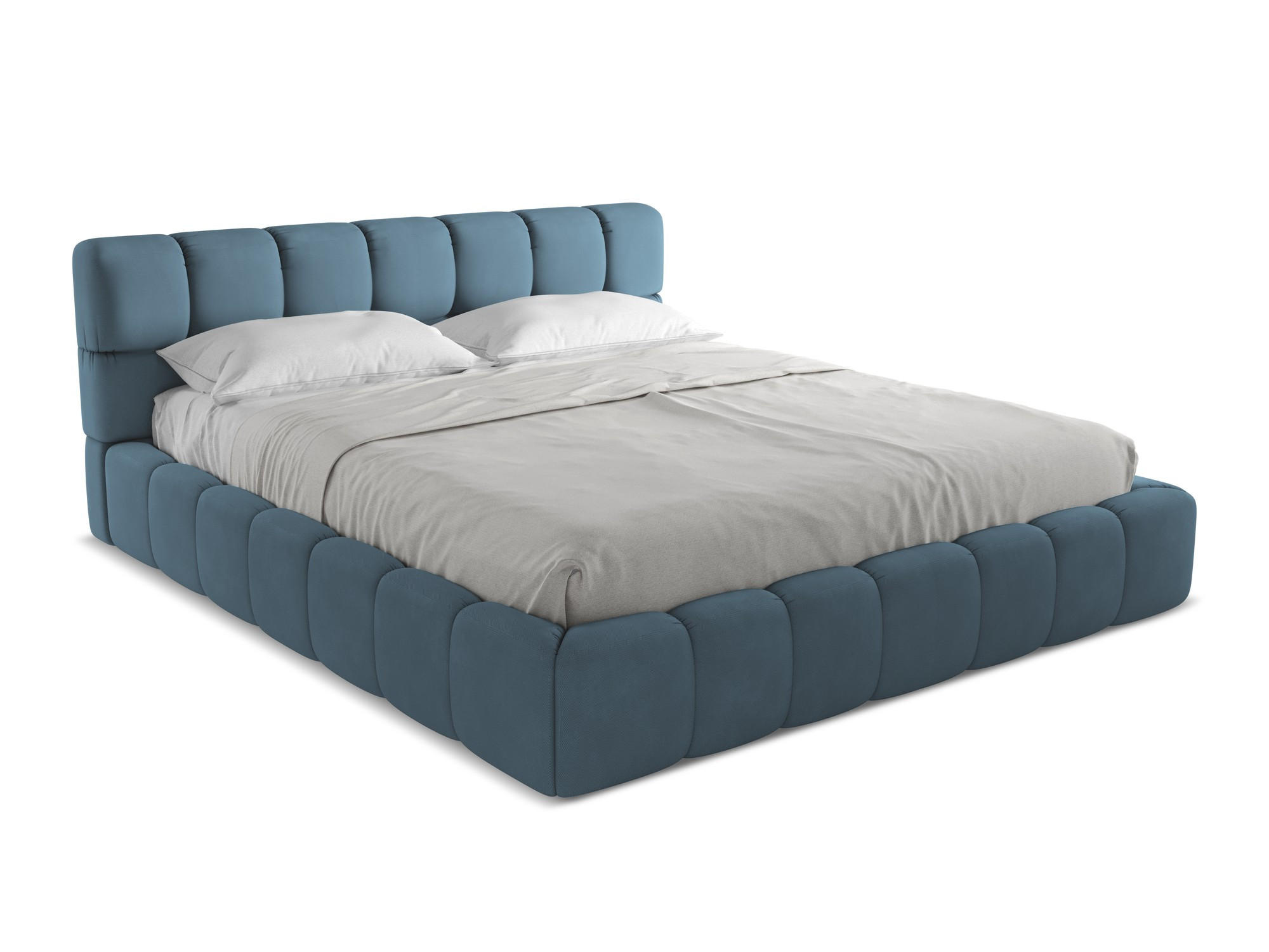 POLSTERBETT mit Bettkasten und Lattenrost 200x228 Blau - Blau/Blaugrau, Kunststoff/Textil (180/200cm) - Makamii