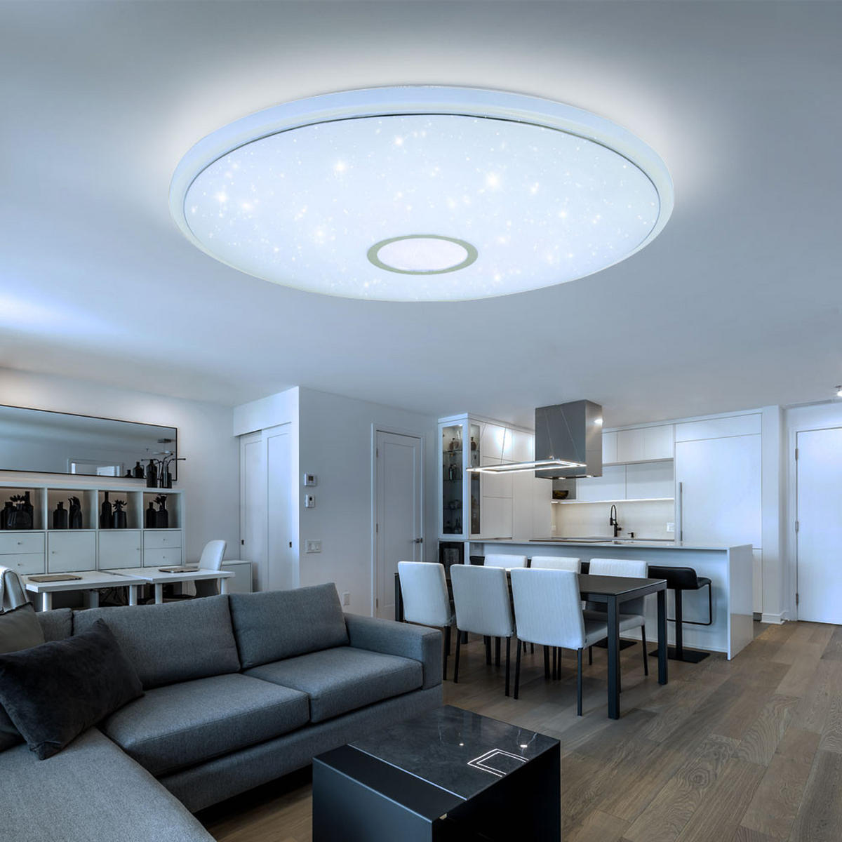 LED DECKENLEUCHTE Connor Weiß Kristalloptik - Weiß, Metall (50/50/6.5cm) - Globo Lighting