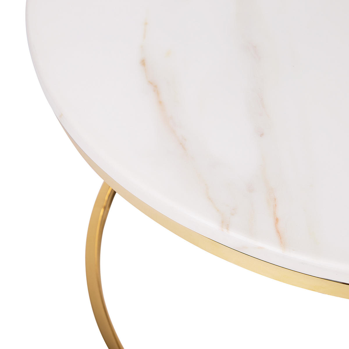 COUCHTISCH Marmor Optik beige/gold 70 cm Coral - Beige/Goldfarben, Metall (70/70/43cm) - Beliani