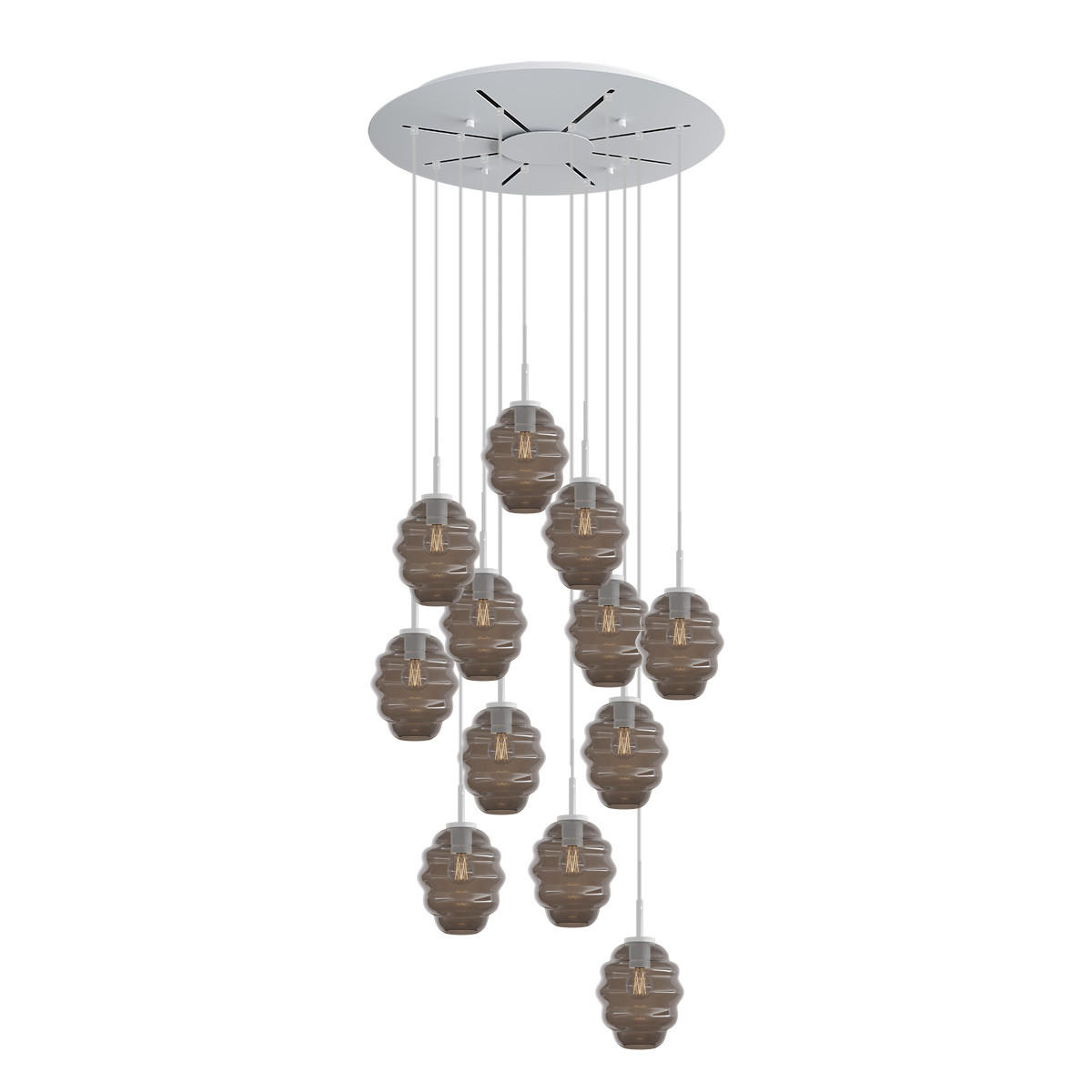 GALERIELEUCHTE Echos 12-flammig Rauch Ø 18cm - Anthrazit/Weiß, Glas (18/18/20cm) - s.luce