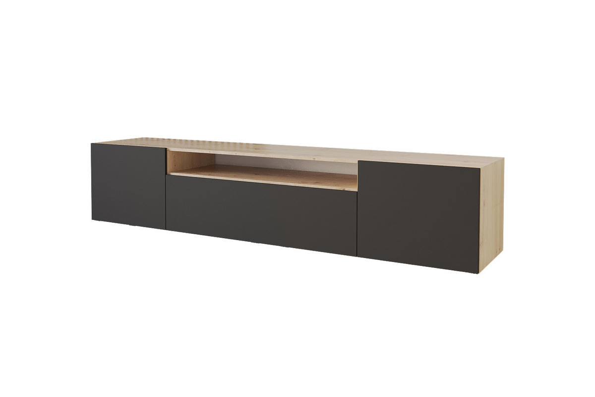 LOWBOARD ELIO-W 200x40x41 cm - Artisan / Schwarz - Eiche Artisan, Holzwerkstoff (200/40/41cm) - ALTDECOR