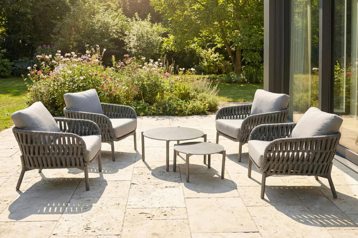 LOUNGETISCH 2er Set Malte Ø60cm-Ø80cm, Stein, Anthrazit - Anthrazit, Stein (60/60/35cm) - dasmöbelwerk