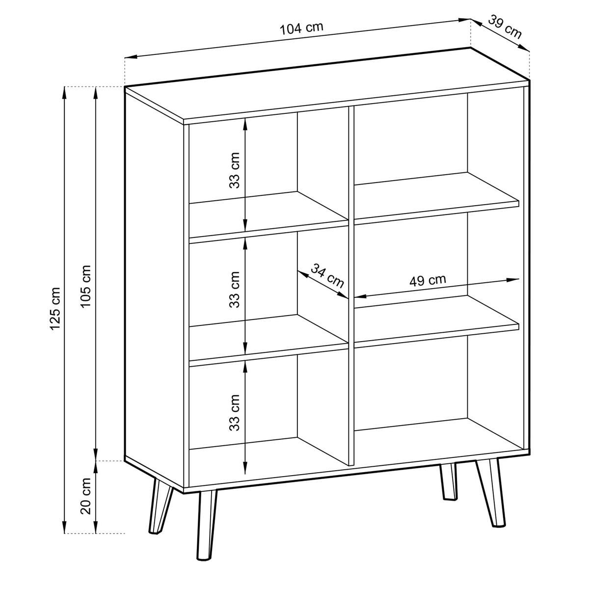 HIGHBOARD VILLETTA 104/125/39 cm mit 2 Türen Schwarz - Schwarz/Eiche Artisan, Holzwerkstoff (104/125/39cm) - MASSENO