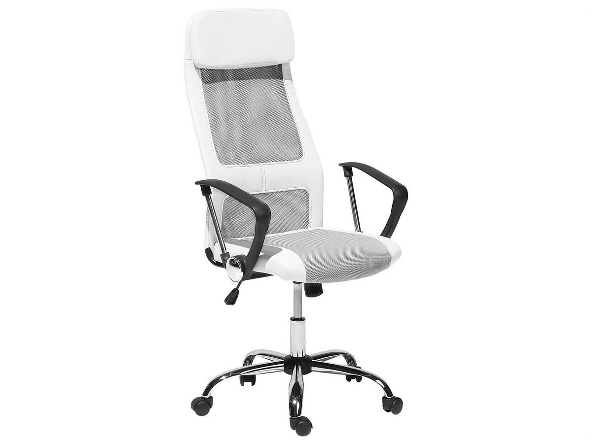 BÜROSTUHL Kunstleder Weiß Pioneer - Weiß, Kunststoff/Textil (63/118/63cm) - Beliani