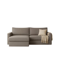 ECKSOFA Mit Schlaffunktion Und Bettzeugablage LUBEKA Stoff Faro Hellbraun Links - Hellbraun, Holz (140/147cm) - Kaiser Möbel