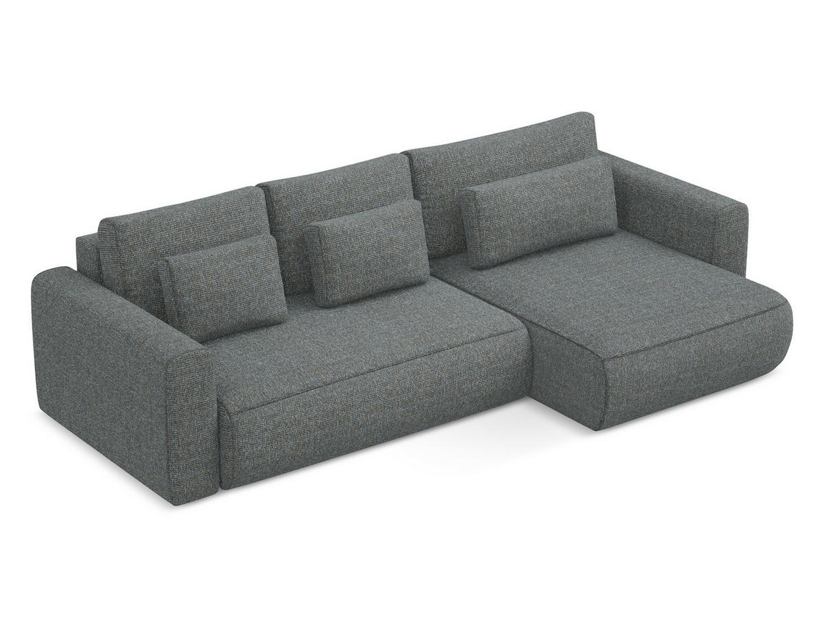 ECKSOFA mit Schlaffunktion Strukturstoff Stoff Grau - Dunkelgrau/Schwarz, Kunststoff/Textil (278/149cm) - Makamii