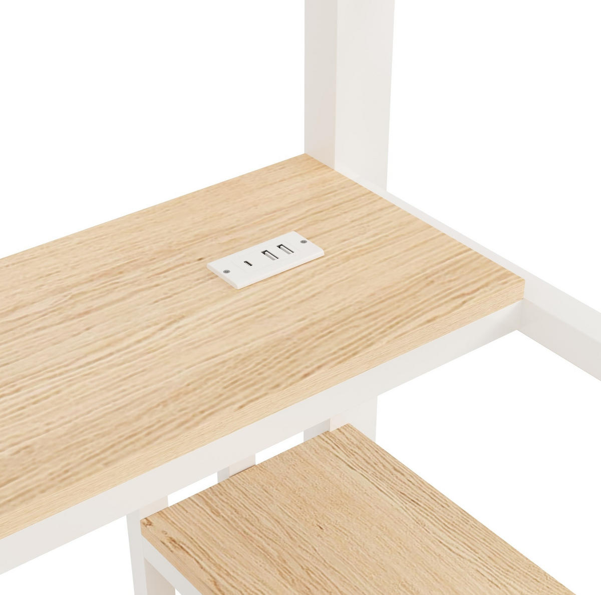HOCHBETT 90/200 cm Weiß aus Metall und MDF mit Schreibtisch - Weiß, Metall (90/200cm) - OKMYHOME