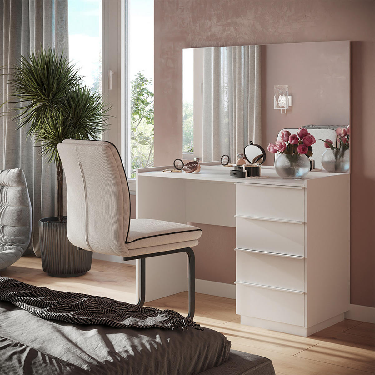 TOALETNÍ STOLEK Viktoria Bílá - bílá, kompozitní dřevo (110/77.2/45cm) - Vicco