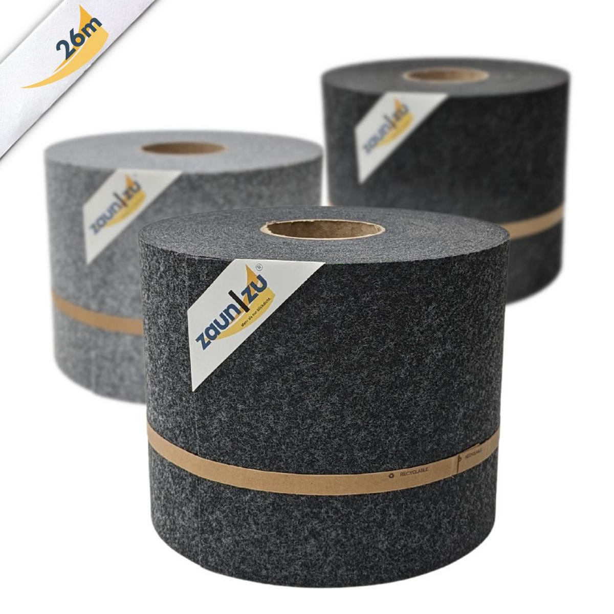SICHTSCHUTZSTREIFEN Design Vlies für Doppelstabmatten Schwarzgrau 26m - Schwarz, Kunststoff (2600/19cm) - ZAUN|ZU