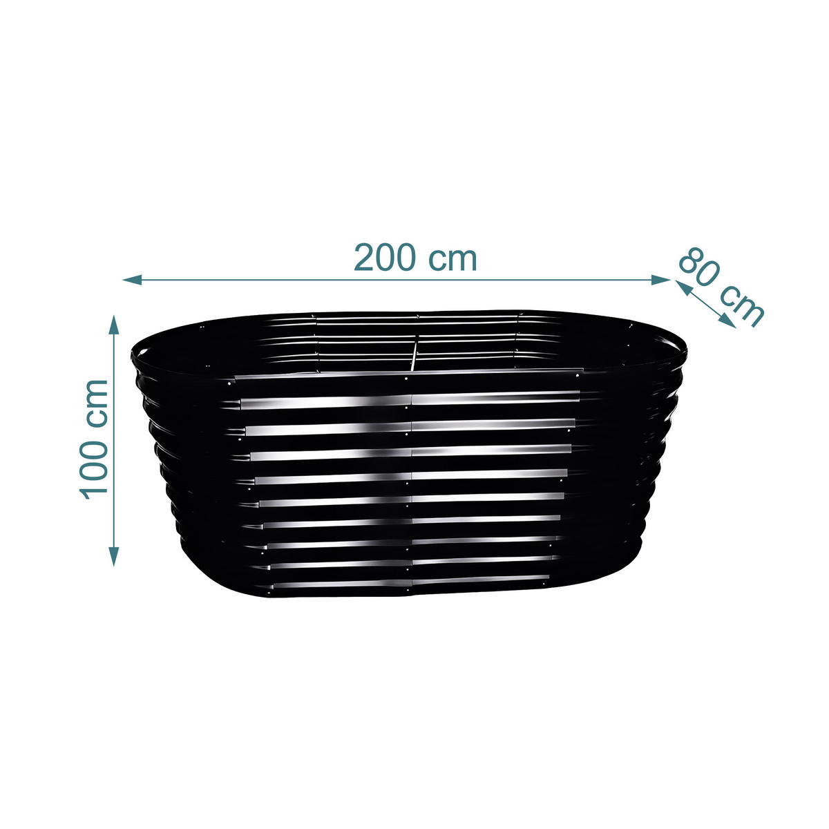 HOCHBEET - Schwarz, Metall (200/80/100cm) - Relaxdays