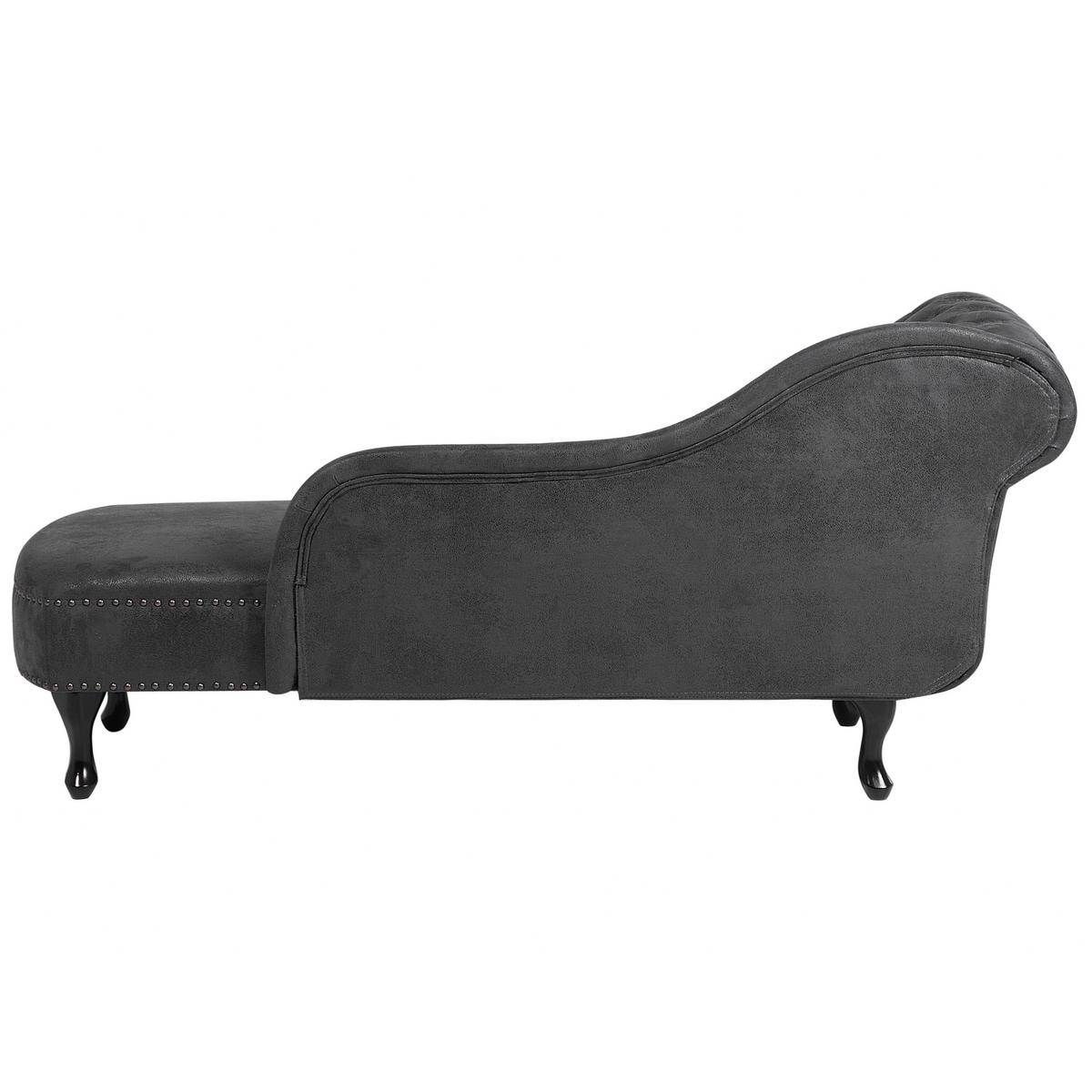 CHAISELONGUE Kunstwildleder dunkelgrau linksseitig Nimes - Schwarz/Grau, Kunststoff (170/79/61cm) - Beliani