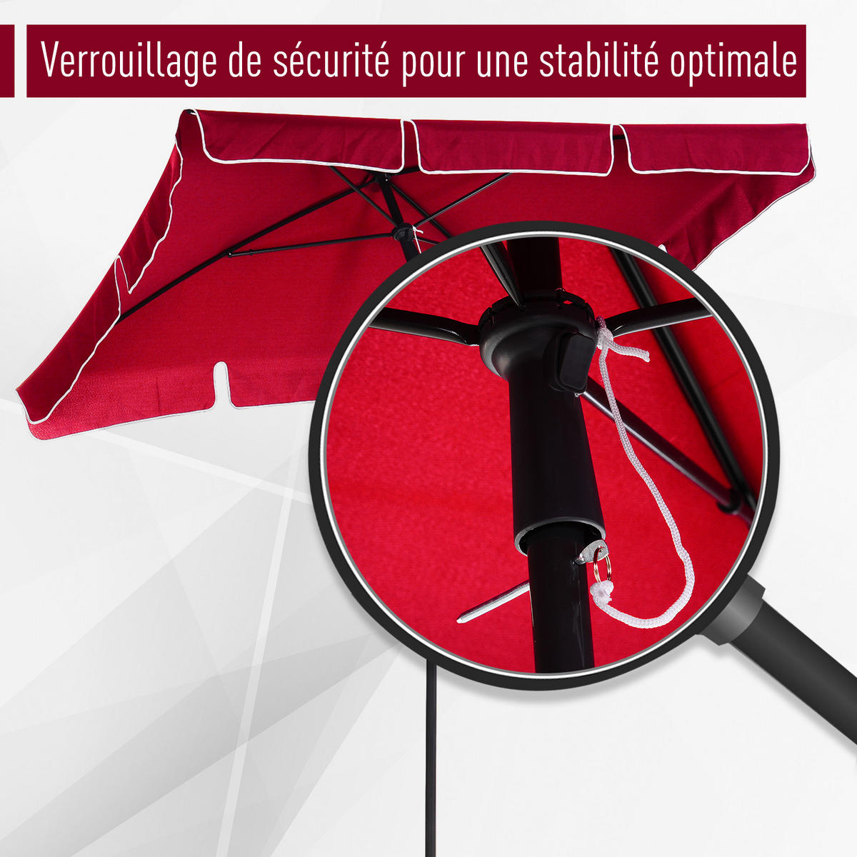 SONNENSCHIRM DE-11354 rechteckig, neigbar, 2 x 1,3 m Rot - Rot, Metall (130/198cm) - ComfortXL