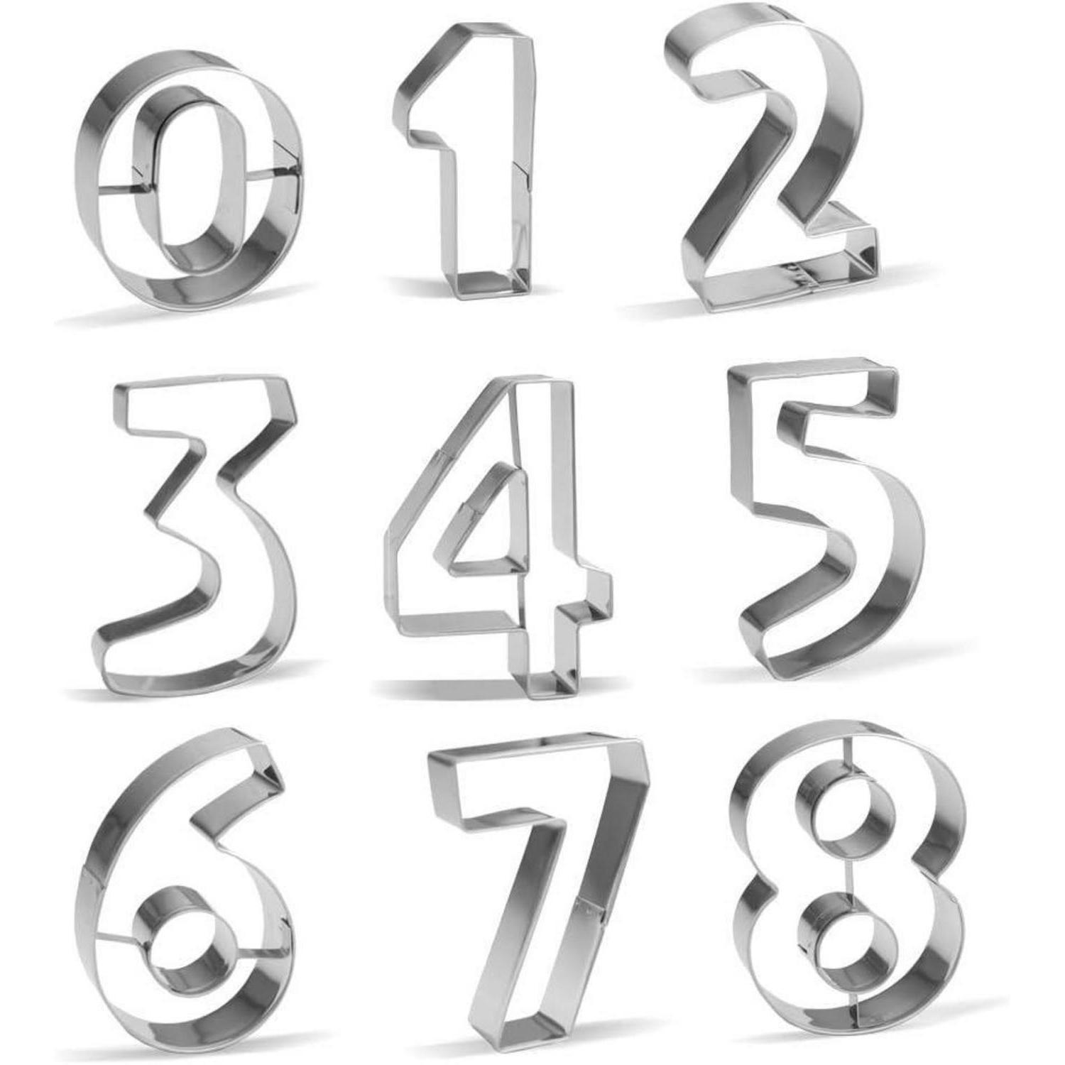 AUSSTECHFORMEN Set Zahlen 9-teilig Edelstahl - Silberfarben, Metall (8/2.5/8cm)