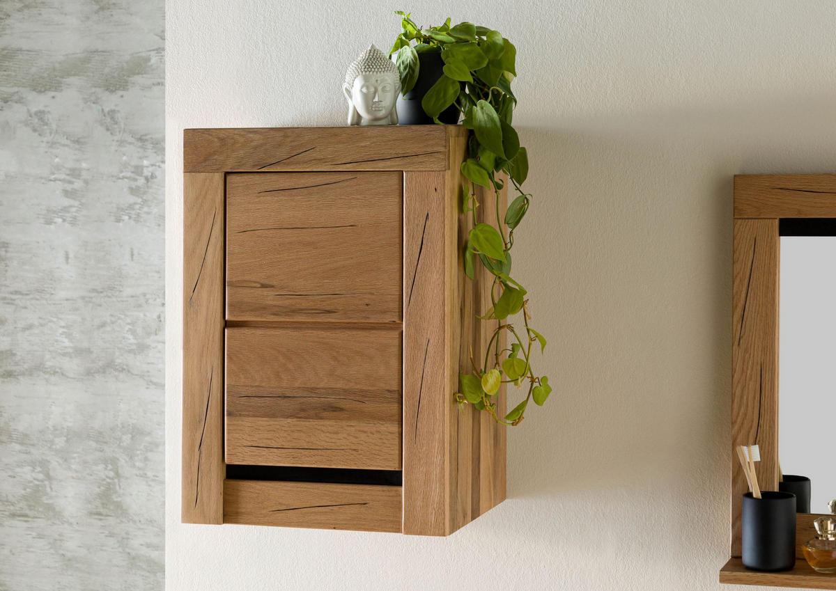 HÄNGESCHRANK Wildeiche / Zerreiche 44x35x63 natur geölt MONTREUX #57 - Braun, Holz (44/63/35cm) - Massivmoebel24