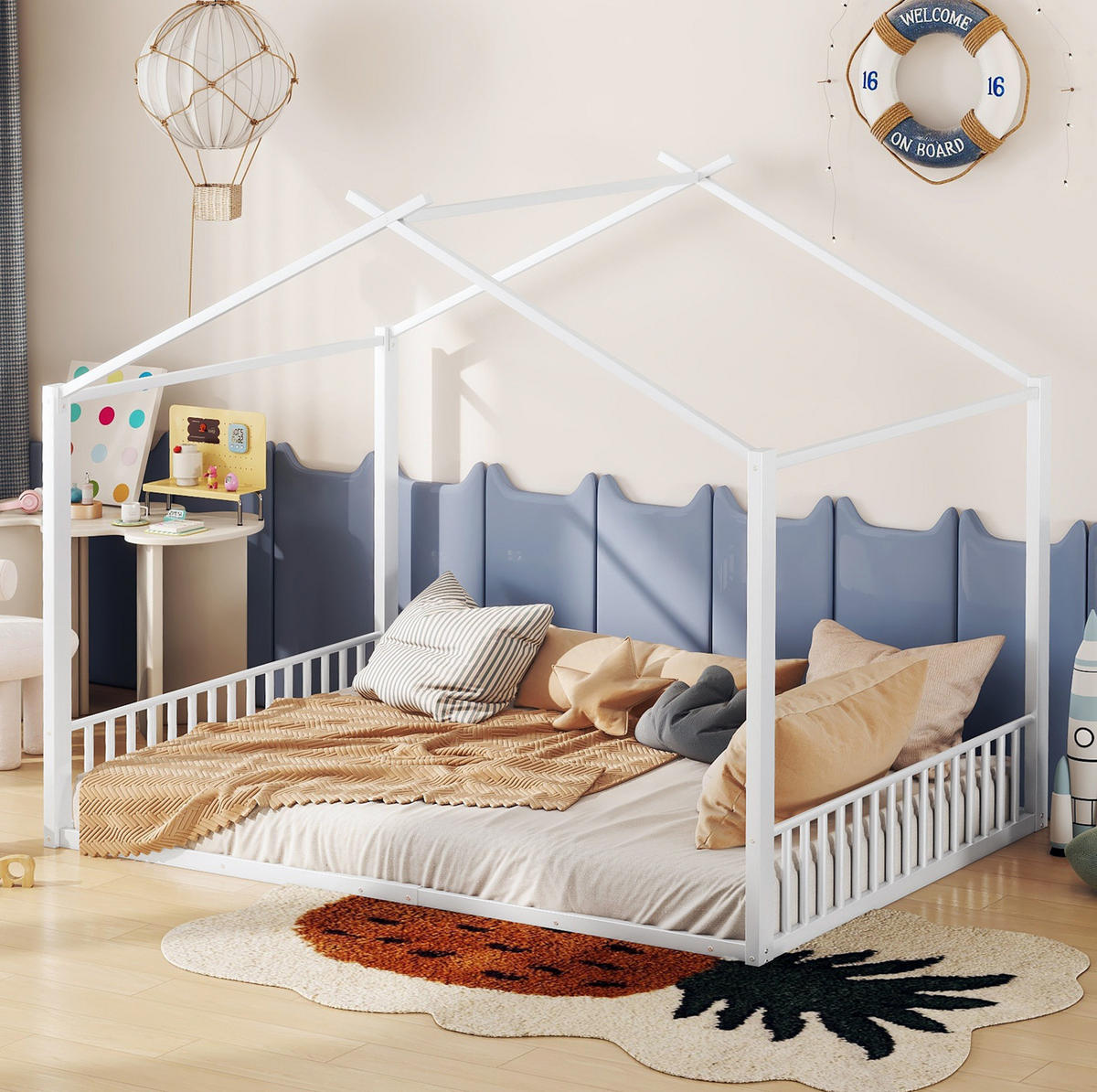 HAUSBETT 140/200 cm weiß aus Metall - Weiß, Metall (140/200cm) - OKWISH