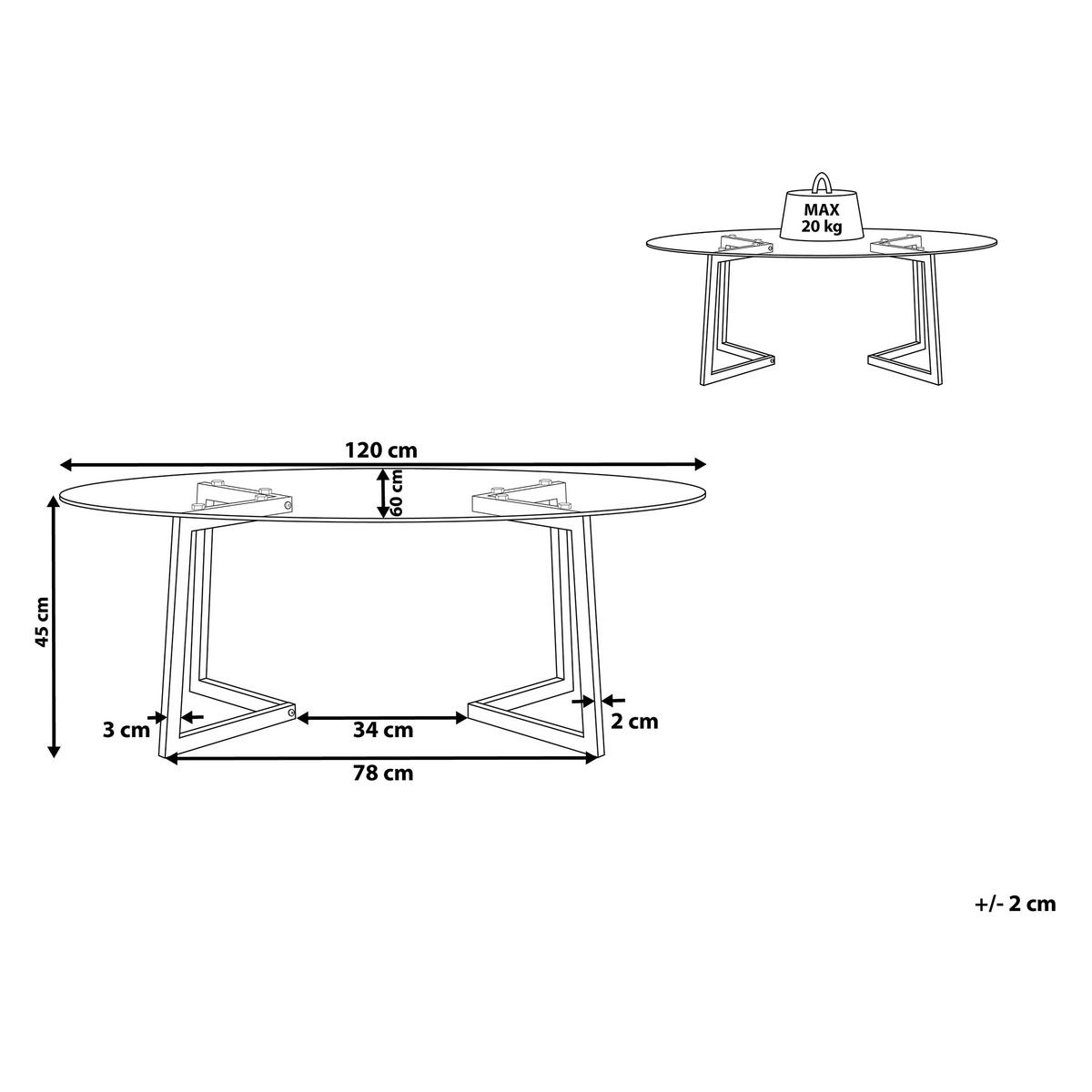 COUCHTISCH Glas Gold oval Fresno - Transparent/Goldfarben, Glas (60/120/45cm) - Beliani