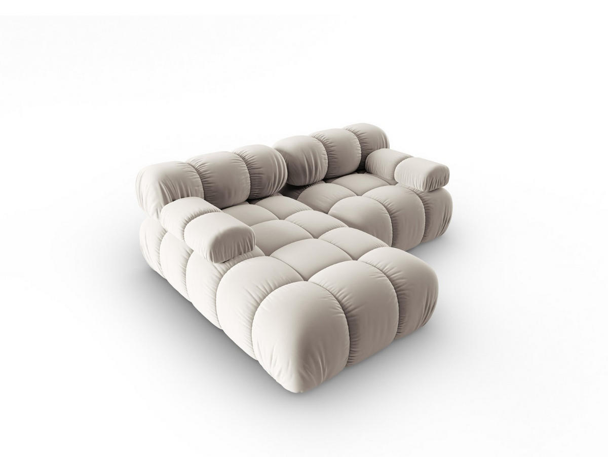 MODULARES-ECKSOFA links Bellis aus Samt leichtes beige 3 Sitzplätze - Creme, Textil (157/191cm) - Micadoni