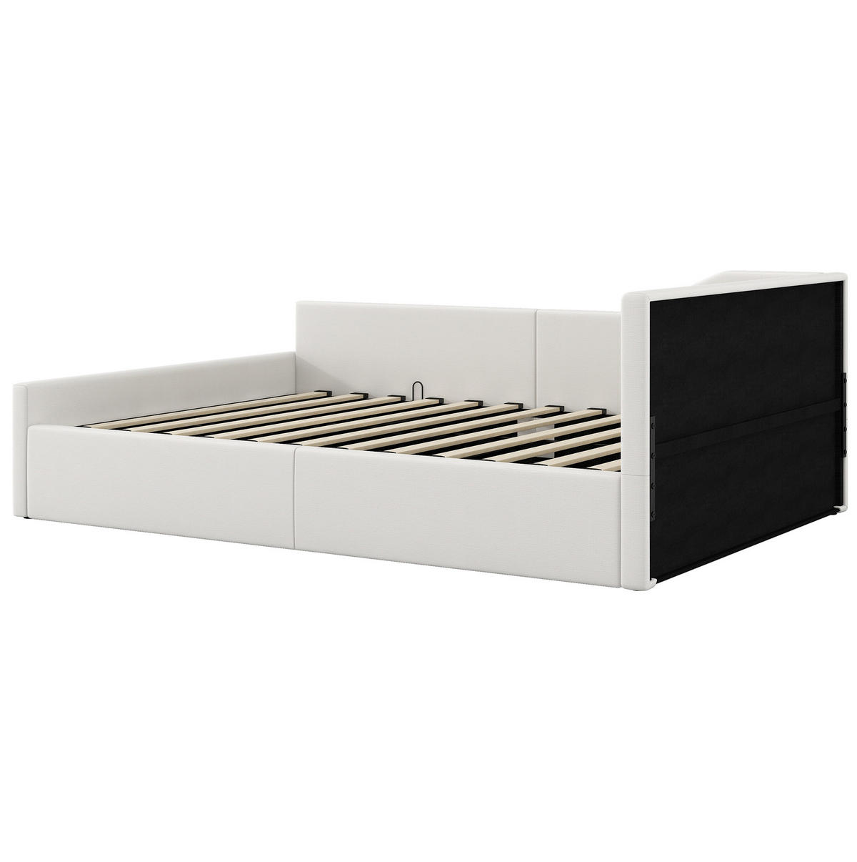 KREVET 140/200 cm s prostorom za pohranu i naslonom, MDF i lanena tkanina, Bež - bež, drvni materijal (140/200cm) - Redom