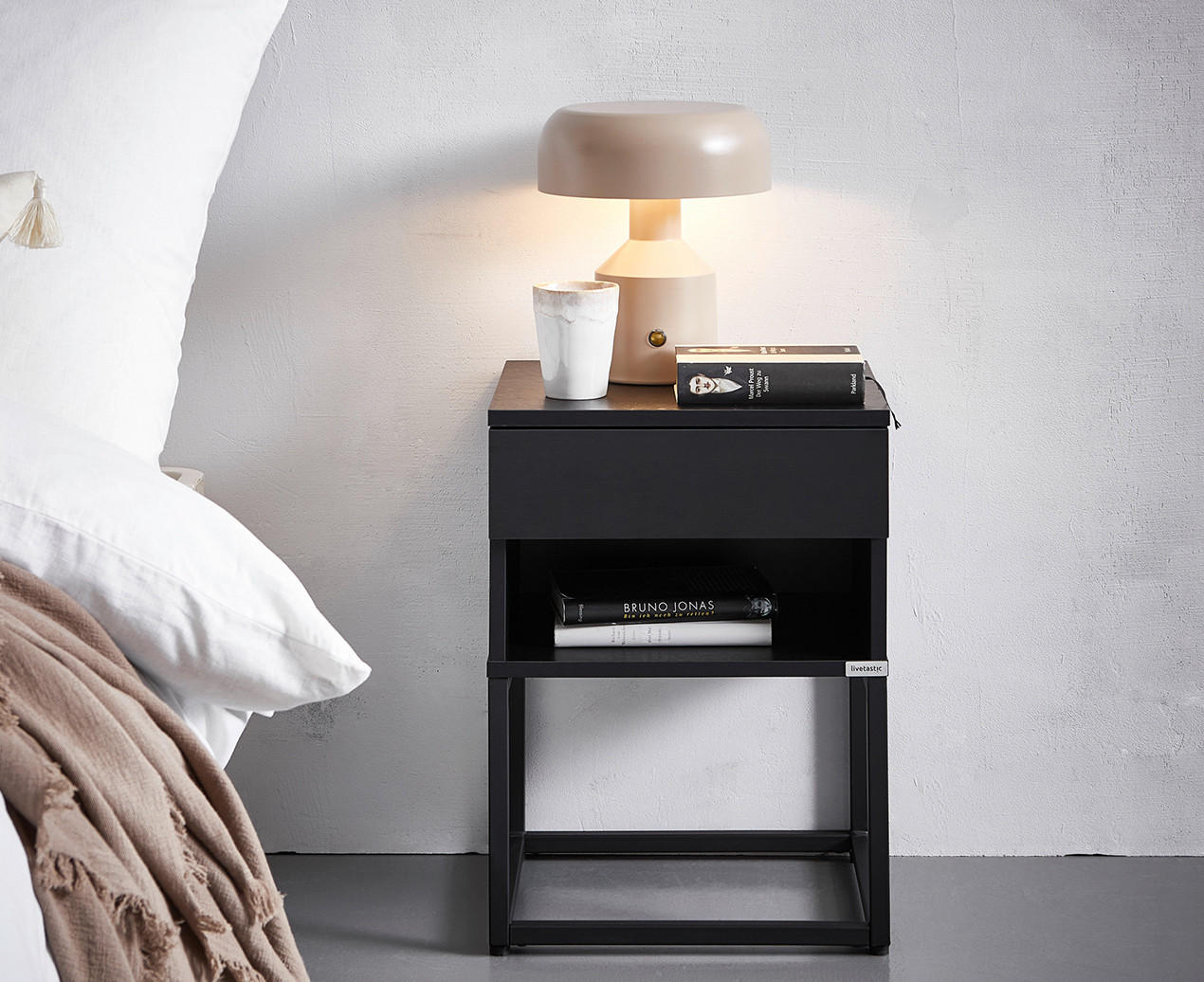Livetastic NACHTSCHRANK in schwarz