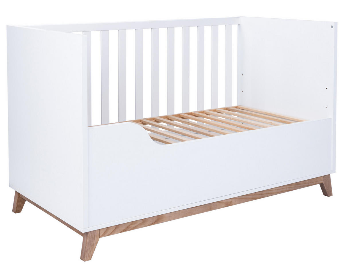 BABYBETT Lina 4x höhenverstellbar Weiß/Waluss - Walnussfarben/Weiß, Holz/Holzwerkstoff (70/140cm) - arthur berndt