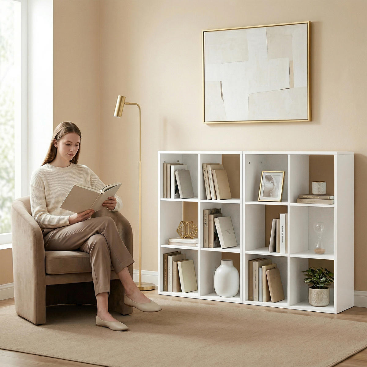 BÜCHERREGAL DE-09392 3 Ebenen mit Kippschutz Weiß - Weiß, Holzwerkstoff (29.5/91.5/61.5cm) - ComfortXL