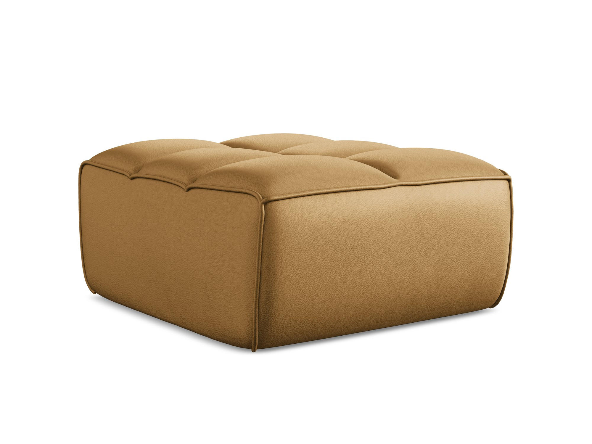 POUF Kunstleder Braun - Cognac/Schwarz, Leder/Kunststoff (80/43/93cm) - Makamii