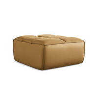 POUF Kunstleder Braun - Cognac/Schwarz, Leder/Kunststoff (80/43/93cm) - Makamii