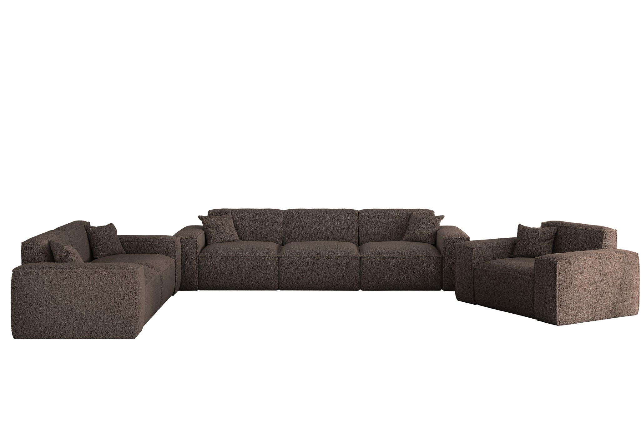SOFASET Celes Premium 3-2-1 In Sven - Braun, Holzwerkstoff/Textil (218/73/90cm) - Fun Möbel