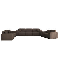 SOFASET Celes Premium 3-2-1 In Sven - Braun, Holzwerkstoff/Textil (218/73/90cm) - Fun Möbel