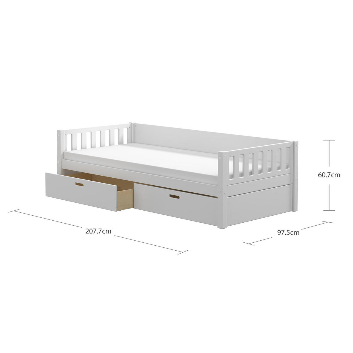 KINDERBETT VIGGO Weiß 208x98x61 cm - Weiß, Holz - FURNLUX