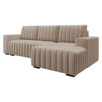 ECKSOFA Hugo, Seite: Rechts - Hellbraun/Dunkelbraun, Holz/Textil (240/140cm)