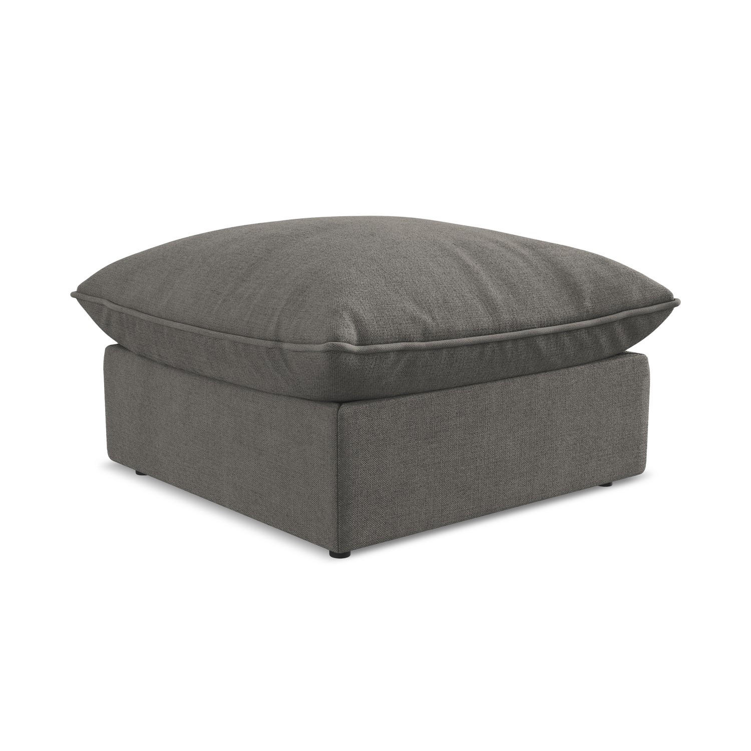 POUF Strukturstoff Grau - Dunkelgrau/Schwarz, Holzwerkstoff/Kunststoff (75/45/75cm) - LaMiaSofa